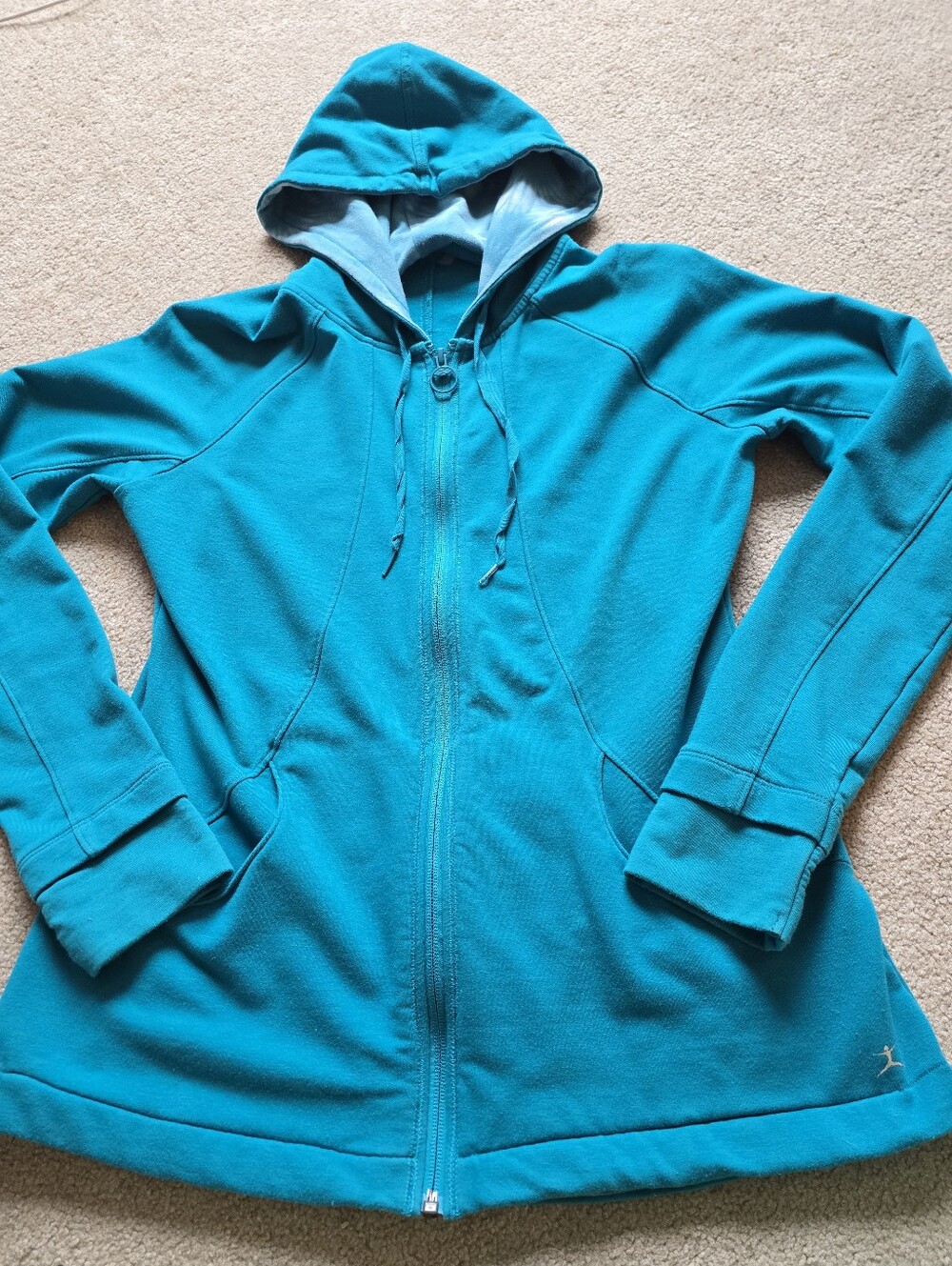 Danskin Teal Blue Full Zip Hoodie Sweatshirt Size Large